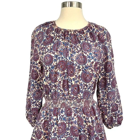 J. Crew Palermo Smocked Waist Mini Dress Floral Bouquet Linen Size Small S - Picture 2 of 16